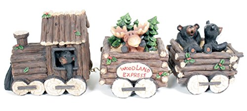 3 Piece Bear and Moose Train Set Decorative Tabletop Figurine