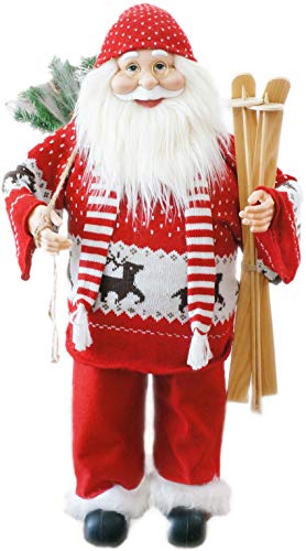Fraser Hill Farm FASC036M-11RED 36 Music and Motion Santa with Skis Christmas Decoration, Color 1