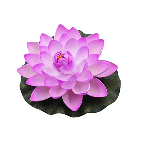 super1798 Artificial Lotus Flower Fake Floating Water Lily Garden Pond Fish Tank Decor Plant-Light Purple