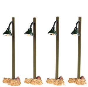 2005 Rustic Street Lamps Lighted Village Accessories Set of 4