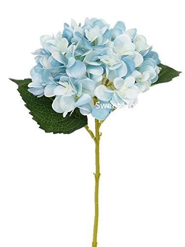 Sweet Home Deco 18'' Silk Hydrangea Single Stem Autumn Colors Set of 2 (Baby Blue)