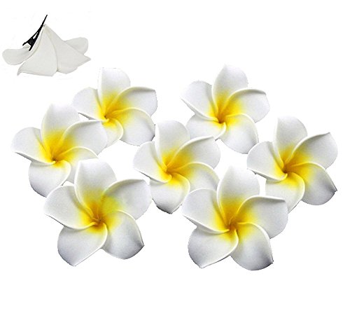 100pcs Hawaiian Artificial Plumeria Foam Flower Hair Clip For Wedding Party Headdress Home Decoration White Yellow