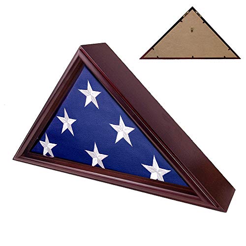 Indeep Flag Display Case 5' x 9.5' Burial/Funeral/Veteran Flag Holder Box Frame Solid Wood