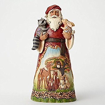 Jim Shore for Enesco Heartwood Creek Santa with Woodland Animals Figurine, 9.75