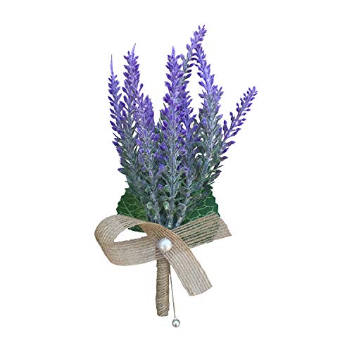 DALAMODA Pin Corsage/Boutonniere-7 Lavender Artificial Plastic Lavender Flower,Beautiful Flower for Wedding Prom Groom Boutonniere Man,Any Party Decoration (Pin Included) (Lavender)