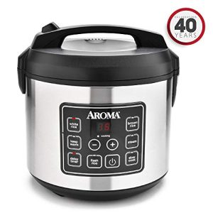 Aroma Housewares 20 Cup Cooked (10 cup uncooked) Digital Rice Cooker, Slow Cooker, Food Steamer, SS Exterior (ARC-150SB)