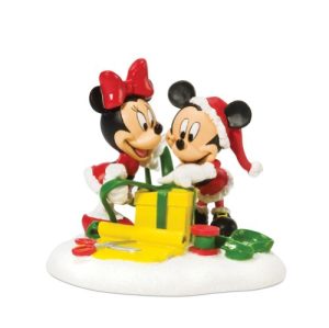 Department 56 Disney Village Mickey and Minnie Wrapping Gifts Accessory Figurine
