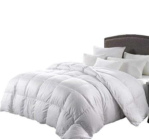 LUXURIOUS Queen Size 1200 Thread Count Goose Down Alternative Comforter, 100 Percent Egyptian Cotton, 1200 TC, 750FP, 50Oz, Solid White Down Alt Comforter