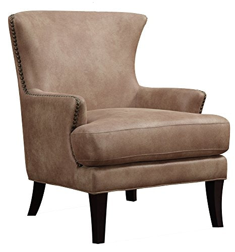 Emerald Home Furnishings Nola Beige Accent Chair with Faux Suede Upholstery and Nailhead Trim