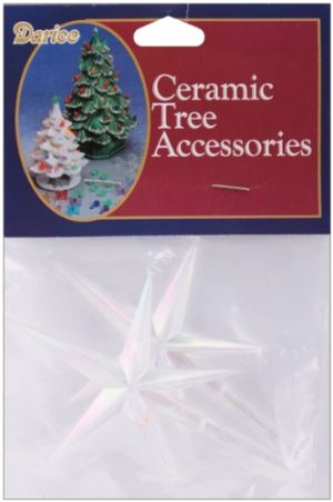 Ceramic Christmas Tree Stars 3.875X2.625 2/Pkg-Iridescent