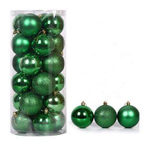 Halloluck Christmas Ball Pendant, Decorative Shatterproof Christmas Tree Pendants Hanging 40mm Christmas Baubles Balls Ornaments Set, 24 Pack (Green)
