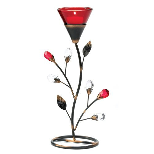 Gifts & Decor D1083 Ruby Blossom Tealight Holder, Multicolor
