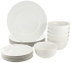 AMZ 18-Piece White Kitchen Dinnerware Set, Dishes, Bowls, Service for 6