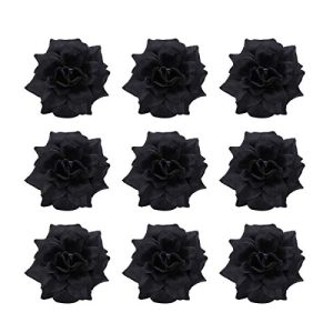 Tinksky 50pcs Silk Rose Flower Heads for Hat Clothes Album Embellishment Decoration (Black)
