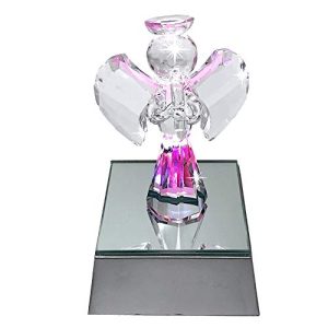 BANBERRY DESIGNS Angel Decor- Crystal Angel Playing a Musical Flute Figurine LED Color Changing Silver Base