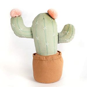 Mon Ami 3D Soft Plush Cactus in Flowerpot Pillow, Huggable Cactus Flowerpot Shaped Pillow, Decorative Accessory Cushions for Child'S Bed or Couch, Coral Blue, 12