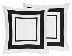 Sweet Jojo Designs 2-Piece Contemporary White and Black Modern Hotel Decorative Accent Throw Pillows