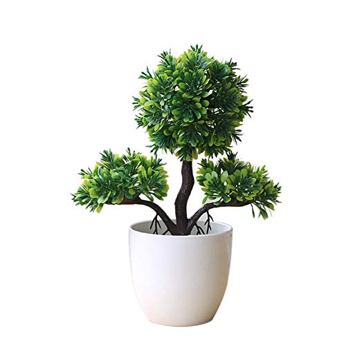 Guoainn Guest-Greeting Pine Simulated Potted Plant Fake Bonsai Home Office Desk Decor Add Bauty to Your Life