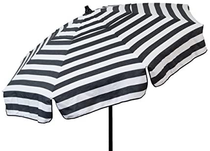 Italian 6 Ft Umbrella Acrylic Stripes Black And White - Patio Pole