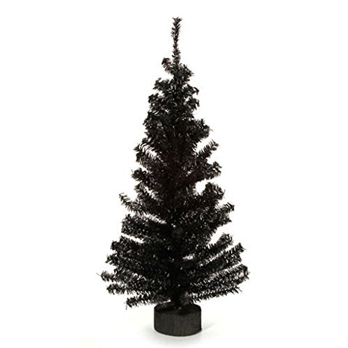 Canadian Pine Tree with Wood Look Base - 148 Tips - Black - 24 inches (1 pack)