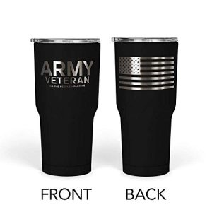 We The People - Army Veteran Mug - Stainless Steel Travel Mug with American Flag - 30 oz Insulated Tumbler - Veteran Gifts for Men - Military Deployment Gifts (Black)
