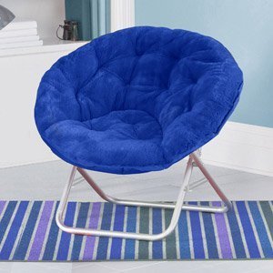 Blue Plush Saucer Moon Chair Adult Size