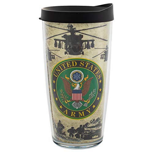 US Army - Veteran Insulated 16 Oz Clear Travel Tumbler Mug with Black Lid