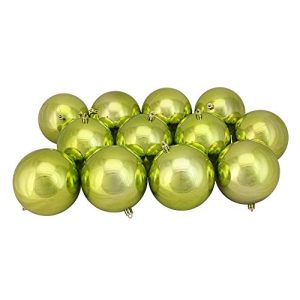 12ct Shiny Kiwi Green Shatterproof Christmas Ball Ornaments 4 (100mm)