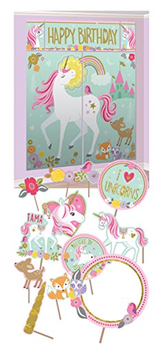 Amscan 670735 Magical Unicorn Scene Setter with Photo Booth Props Party Decorations, One Size, Multicolor FBAB075Z39ZSD