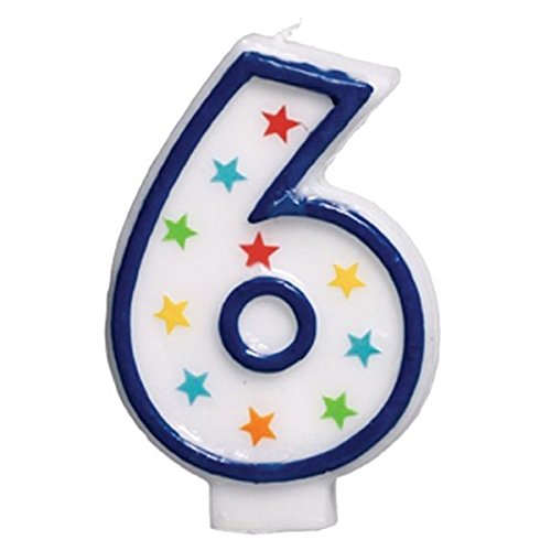 Amscan Colorful #6 Birthday Star Flat Molded Candle Party Supplies, White, 3 1/2 FBAB004GUHZ4O