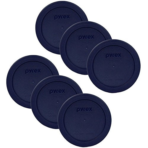 Pyrex Blue 2 Cup Round Storage Cover #7200-PC for Glass Bowls 6-Pack