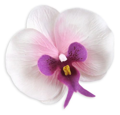 (10) White Purple Phalaenopsis Orchid Silk Flower Heads - 3.75 - Artificial Flowers Heads Fabric Floral Supplies Wholesale Lot for Wedding Flowers Accessories Make Bridal Hair Clips Headbands Dress