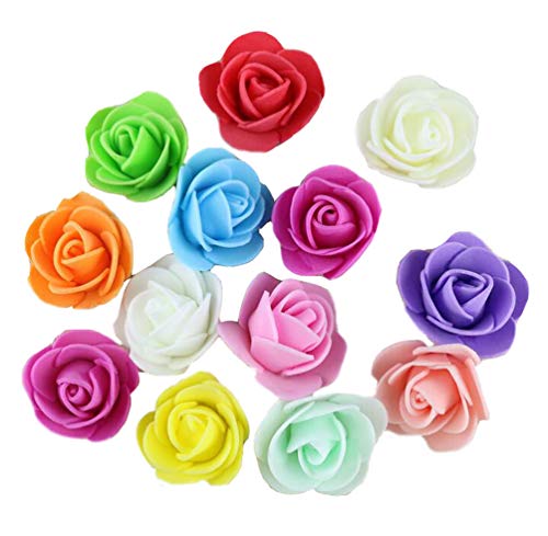 Ewanda store 50 Pcs 1.2 Inch Fake Rose Heads Artificial Roses Flowers Heads for Wedding Bouquets Centerpieces Party Baby Shower Home DIY Decorations,Color in Random