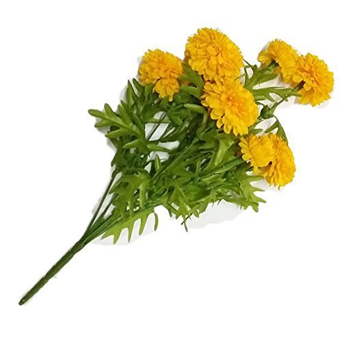 GoodGoodsThailand, Thai Artificial Yellow Marigold Bunch, Artificial flowers, Marigold flowers, Yellow Flowers, Marigold Yellow, Calendula officinalis,(9 stem per 1 case)
