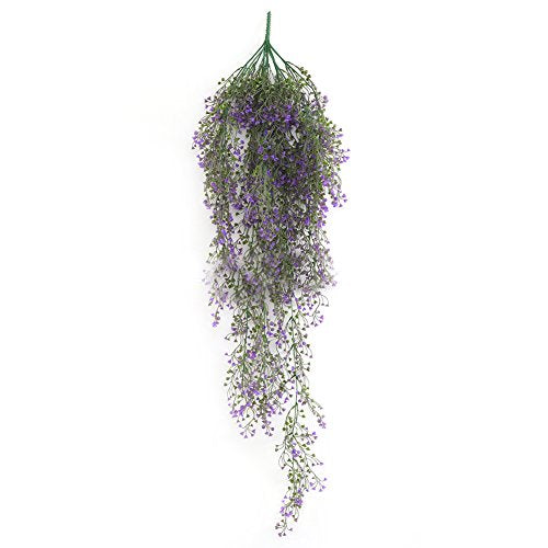 dezirZJjx Artificial Plants 1Pc Artificial Flower Ivy Vine Foliage Wall Hanging Garland Plant Garden Decor - Purple