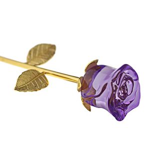 YUYIKES 9 Inches Romantic Love Forever in Bud Purple Crystal Rose Flower, Best Gift for Valentine's Day, Mother's Day, Anniversary, Birthday Gift , Home Wedding Decoration (Purple)