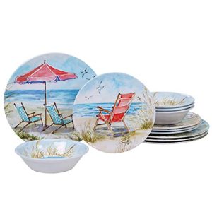 Certified International 89529 Ocean View Dinnerware, Dishes, Multicolor