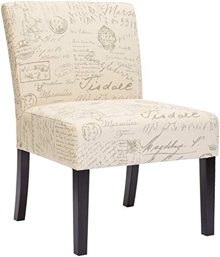 Red Hook Giada Contemporary Fabric-Upholstered Armless Accent Chair, Script-Style Print