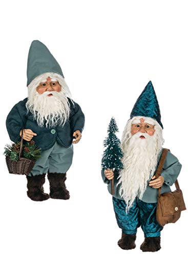 Sullivans Christmas Elf Figurines, Blue and Brown Gnome Elves, 20 Tall Each, Blue Green, Set of 2 (PN2758)