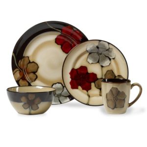 Pfaltzgraff Painted Poppies 16-Piece Stoneware Dinnerware Set, Service for 4 '786173754208