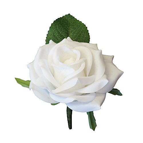 Large Boutonniere - Live-Feel Real Touch White keep sake Boutonniere.Pin included ...