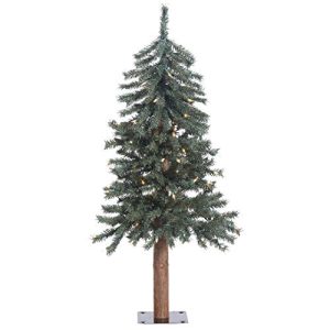 Vickerman Prelit Natural Bark Alpine Artificial Christmas Tree with 191 PVC Tips & 35 Dura-lit Mini Lights, 3' x 22.5, Clear