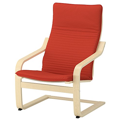 Ikea Poang Chair Armchair with Cushion, Cover and Frame (Knisa Red/Orange) Bundle with Feltectors Cleaning Cloth