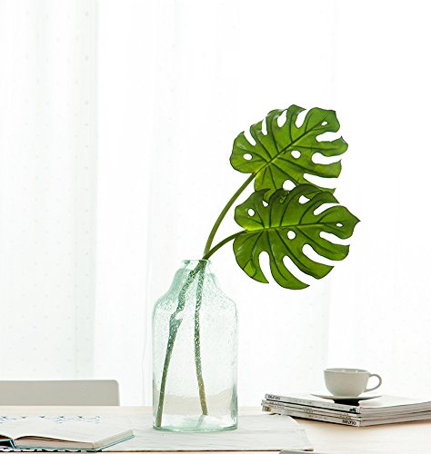 HNXZL 2 Pcs Artificial Monstera Plant Tropical palm Leaf Fake Flowers for Living Room Table Wedding Party Home Decorations