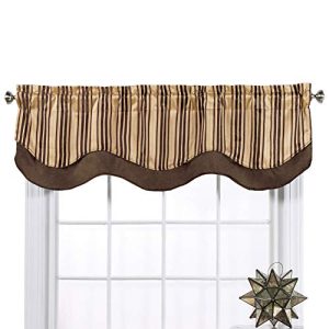 Collections Etc Classic Windsor Layered Window Valance with Scalloped Edges and Rod Pocket on Top for Easy Hanging