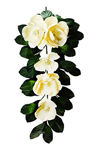 V-Max Floral Decor 30 inches Silk Magnolia Teardrop Garland for Wedding Party Home Garden, Wedding Arch Garden Wall Decoration, Home Decoration - Cream