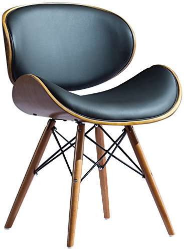 Corvus Madonna Walnut and Black Finished Contemporary Bent Look 30-inch Mid-Century Style Chair (1)
