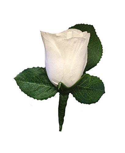 Angel Isabella Boutonniere - White Rose Boutonniere with Pin for Prom, Party, Wedding