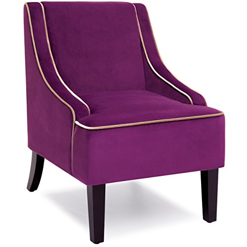 Best Choice Products Microfiber Accent Chair w/Tapered Wood Legs (Purple)