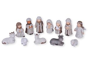 Transpac Imports, Inc. Cable Knit Textured Holy Family, Three Kings and Angel Resin Christmas Nativity Figurine Set of 12